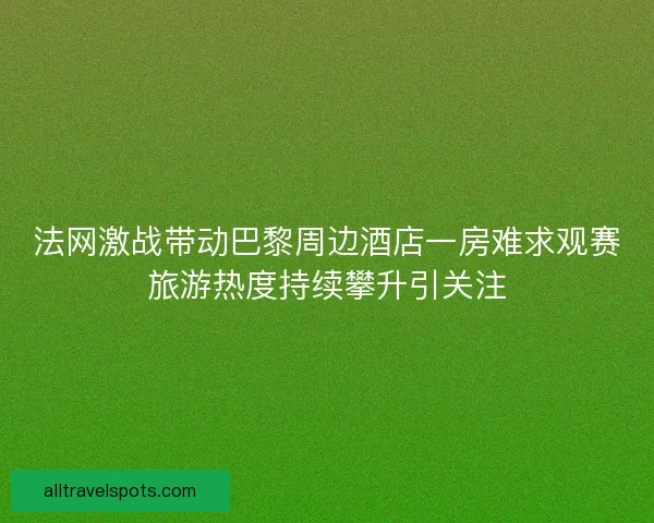 法网激战带动巴黎周边酒店一房难求观赛旅游热度持续攀升引关注